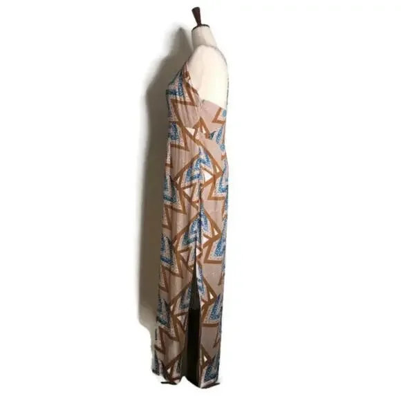 Free People Geo Tribal Print Serves You Right Maxi Dress Slit Size 2 - Picture 3 of 8